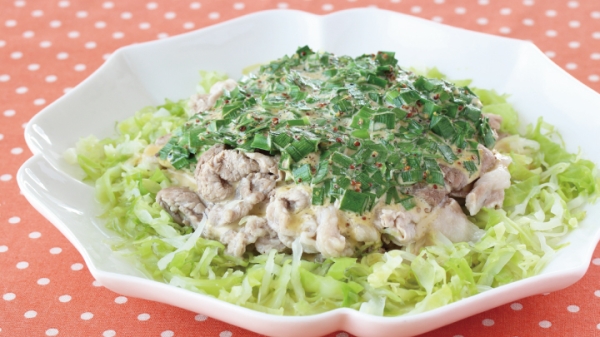 豚キャベツの にらマヨマスタード蒸しの画像