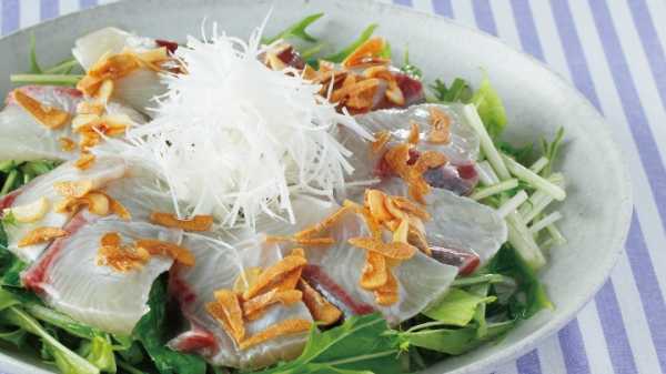 かんぱちのあつあつガーリックオイルがけの画像