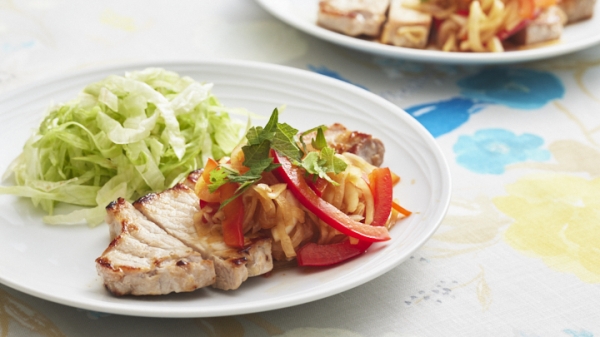 中華風ポークソテー香味野菜のせの画像