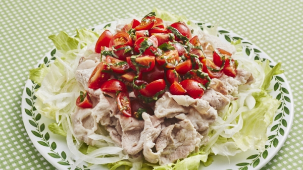 ミニトマトとバジルの豚しゃぶサラダの画像